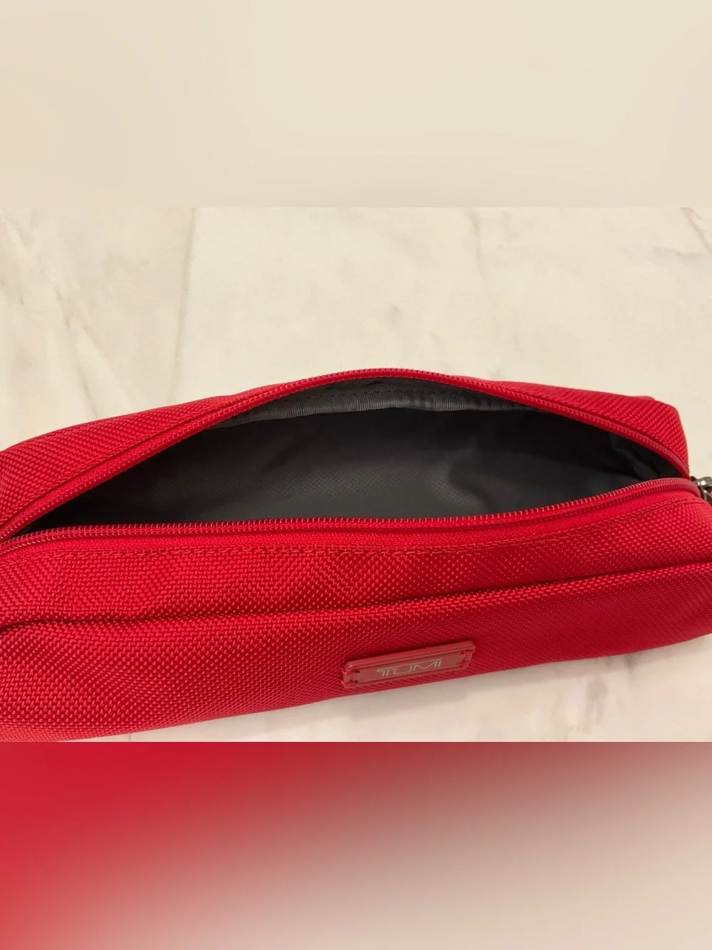 NEW - TUMI Zippered Ballistic Nylon Pencil Case - Cord Pouch - CHERRY RED